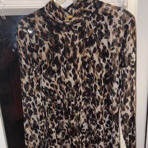 St. John’s Leopard Print Long Sleeve Top